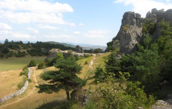 Passage de la randonnée sur le Causse Noir